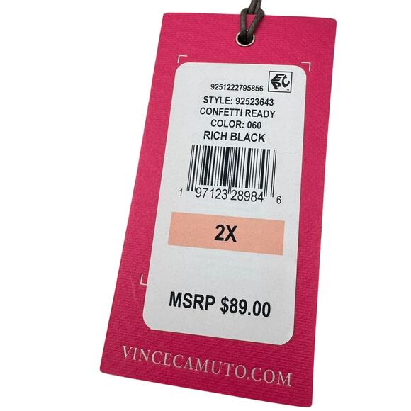 VINCE‎ CAMUTO NWT Women's 2X Gold Black Shiny Flouncy Balloon Sleeve Blouse Top - Picture 6 of 11